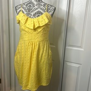 Lilly Pulitzer Yellow Crochet Dress M Lined Pockets